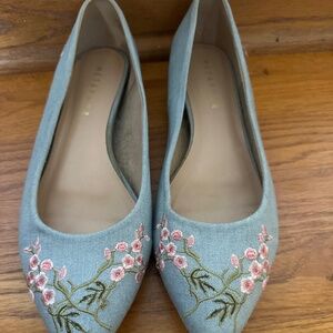 Metaphor, embroidered cherry blossom flats